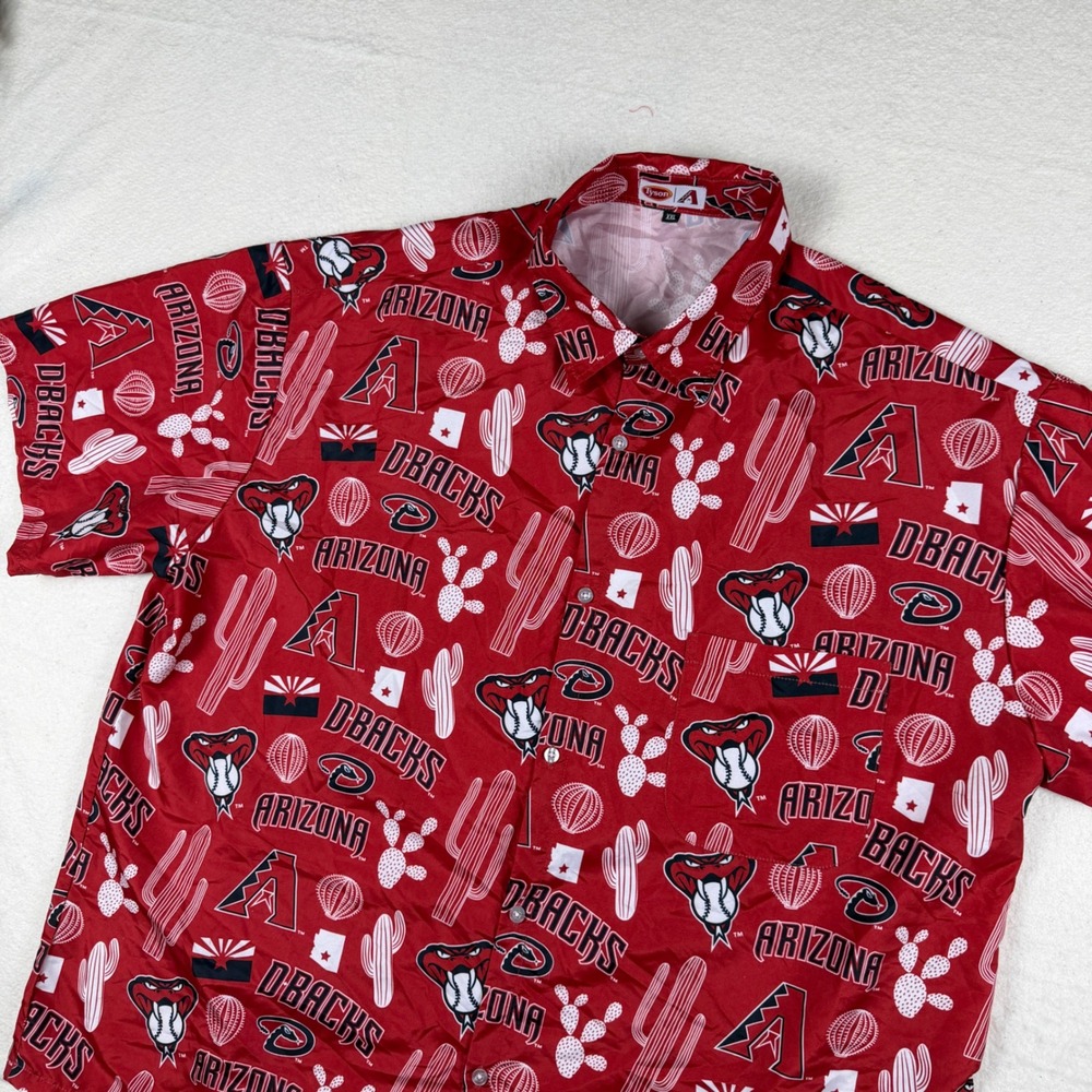 Arizona Diamondbacks MLB Tyson Red Button Up Shirt XXL All Over Print Cactus